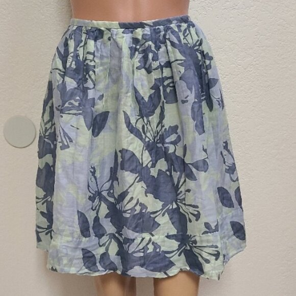 TSE COTTON SILK VOILE FLORAL PRINT MINI SKIRT GATHERED POUF RETRO sz 6 - Picture 1 of 6